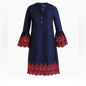 NWT J. Crew Embroidered Eyelet bell sleeve dress Sz Small